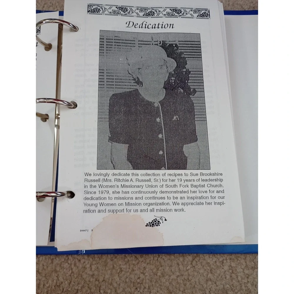 Recipes Cookbook South Fork Baptist Church Winston Salem, NC 1998‎ Binder